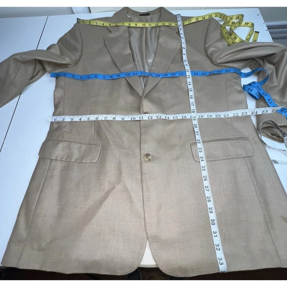 Meeting Street Men's Tan Silk and Wool Blend Tan Blazer 46L